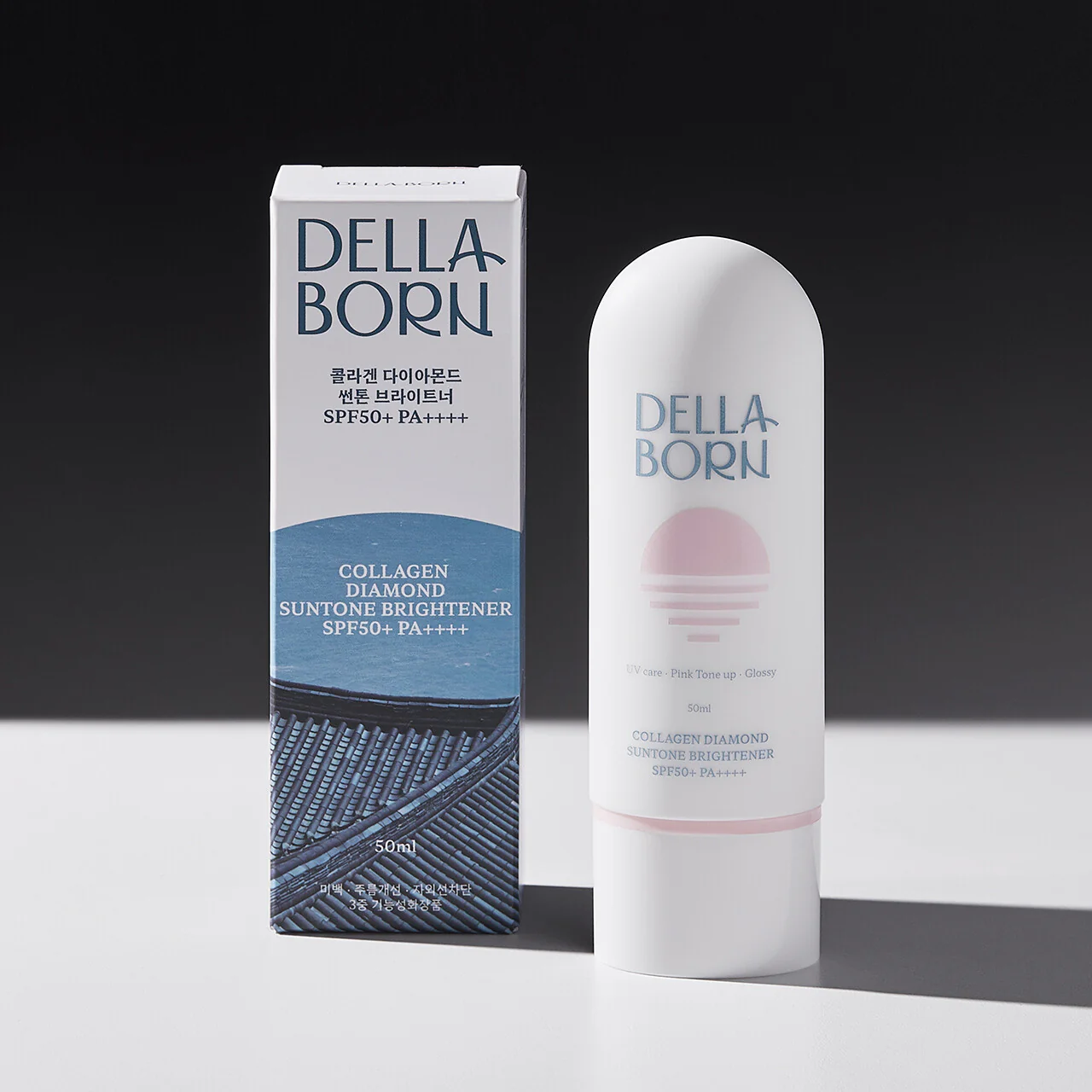 sun cream that can also be a peach tone makeup base. · Contains marine collagen, adenosine, and diamond powder for skin care. · SPF50+PA++++ UV protection without irritation · Triple functionality for UV protection, whitening, and wrinkle care. Main ingredients: diamond powder, marine collagen, niacinamide, glutathione, adenosine